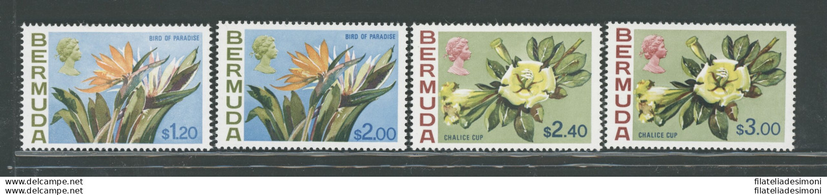 1970 BERMUDA - 24 Valori-Fiori Stanley Gibbons N. 249/265a - MNH** - Other & Unclassified