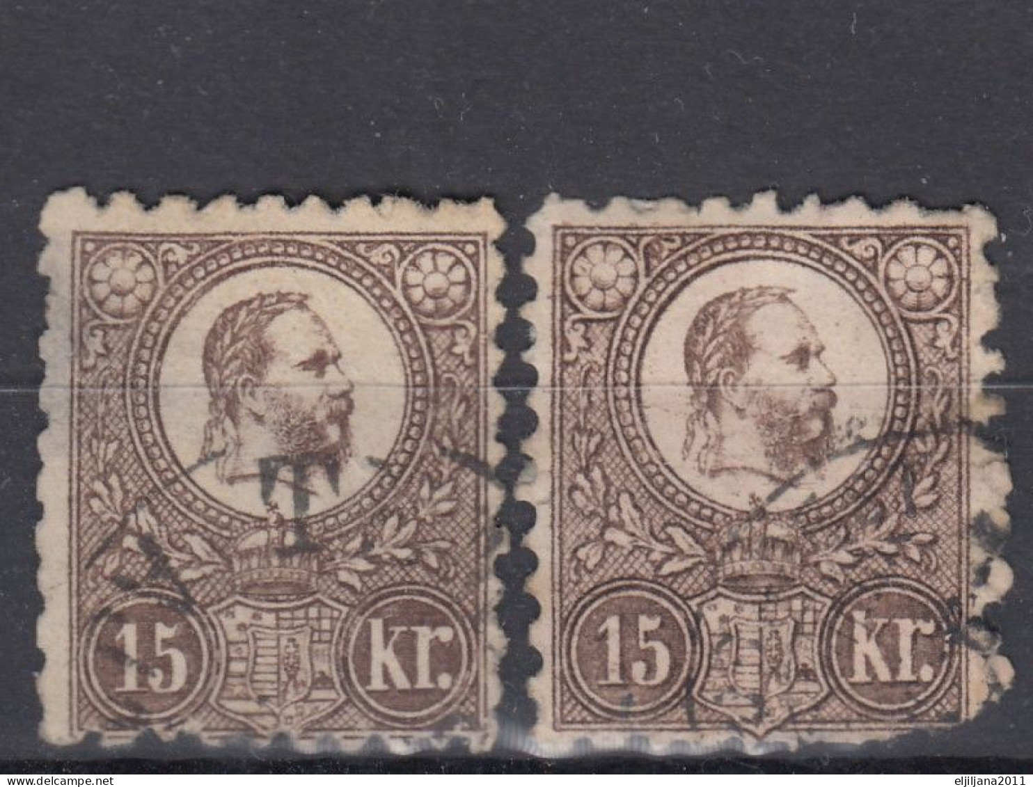 ⁕ Hungary 1871 ⁕ Franz Josef 15 Kr. ⁕ 2v Used / Damaged (unchecked) - See Scan - Gebruikt