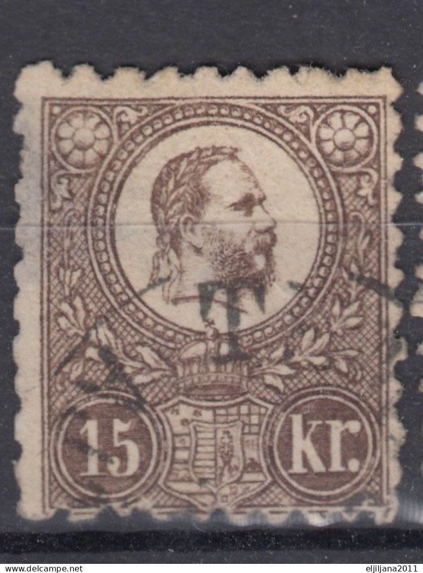 ⁕ Hungary 1871 ⁕ Franz Josef 15 Kr. ⁕ 2v Used / Damaged (unchecked) - See Scan - Used Stamps