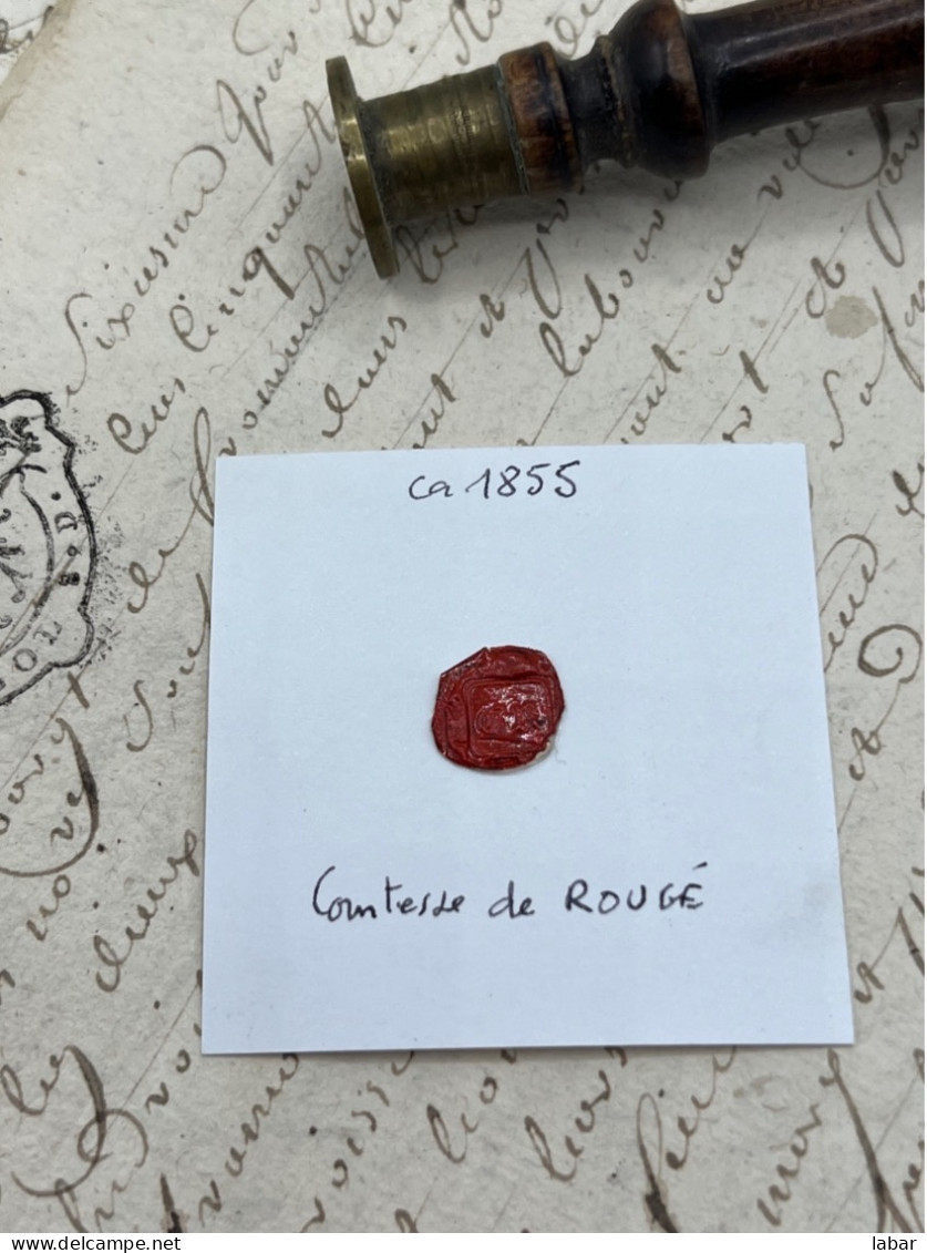 CACHET CIRE ANCIEN - Sigillographie - SCEAUX - WAX SEAL - Ca 1855 Comtesse De ROUGÉ - Seals