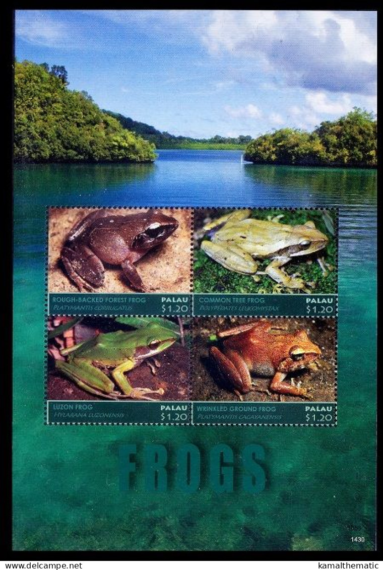 Palau 2014 MNH SS, Tree Frog, Luzon, Wrinkled Ground, Rough Backed Forest Frogs - Frösche