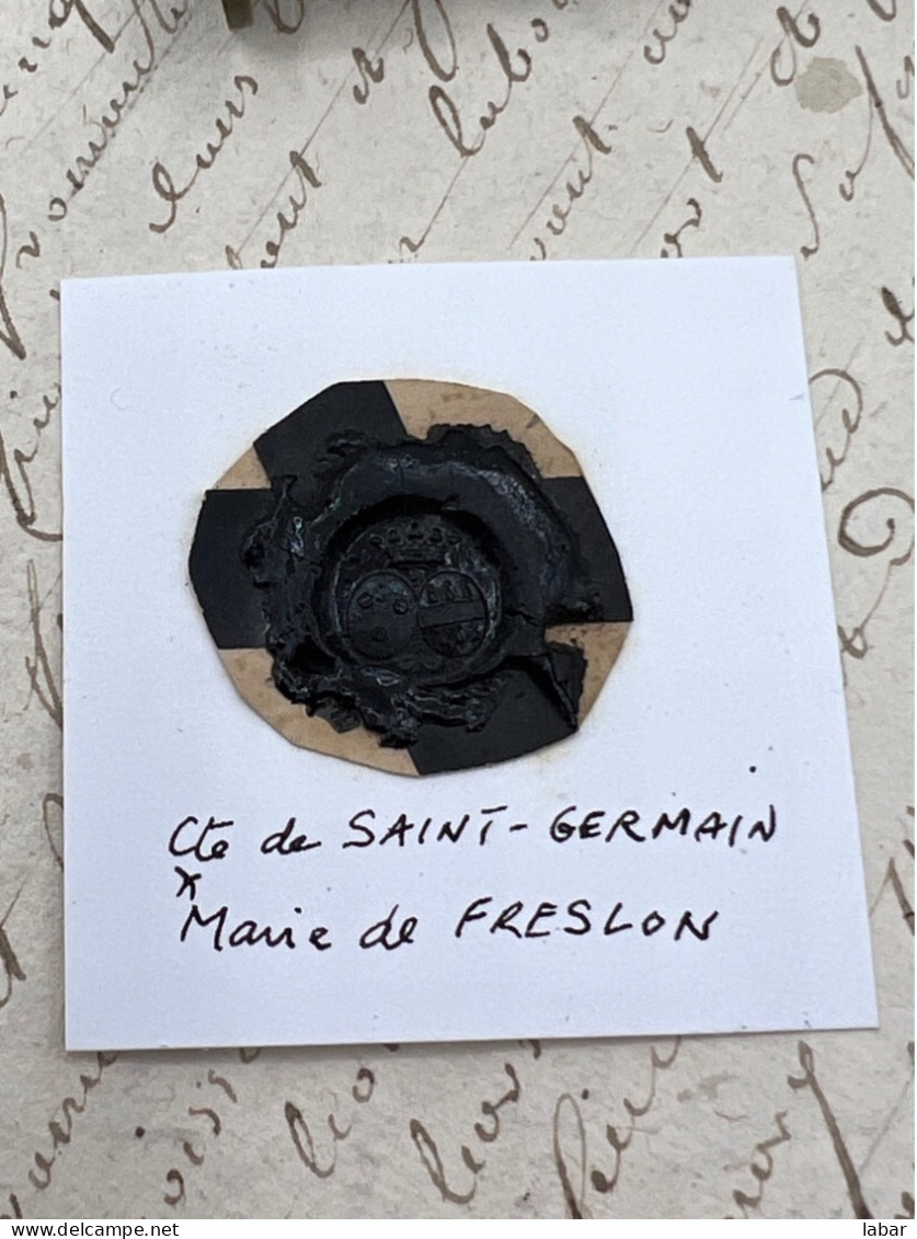 CACHET CIRE ANCIEN - Sigillographie - SCEAUX - WAX SEAL - Cte De SAINT GERMAIN Marie De FRESLON - Seals