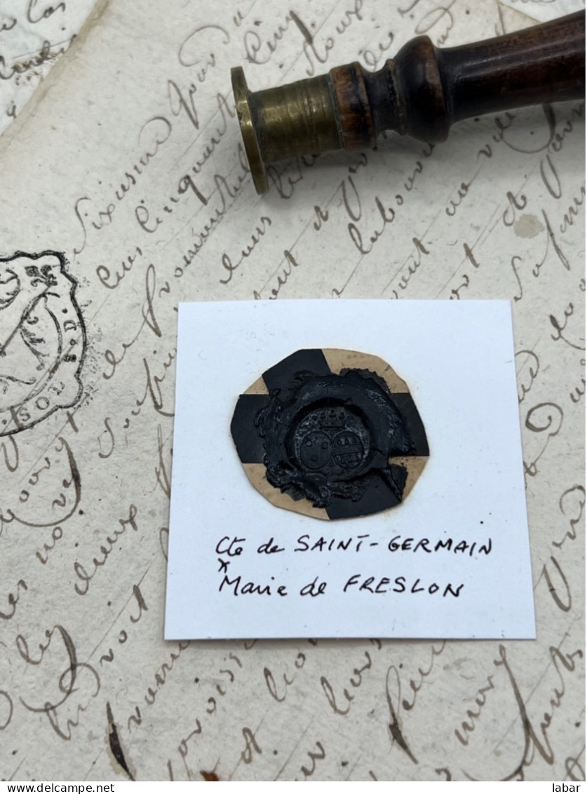 CACHET CIRE ANCIEN - Sigillographie - SCEAUX - WAX SEAL - Cte De SAINT GERMAIN Marie De FRESLON - Stempels