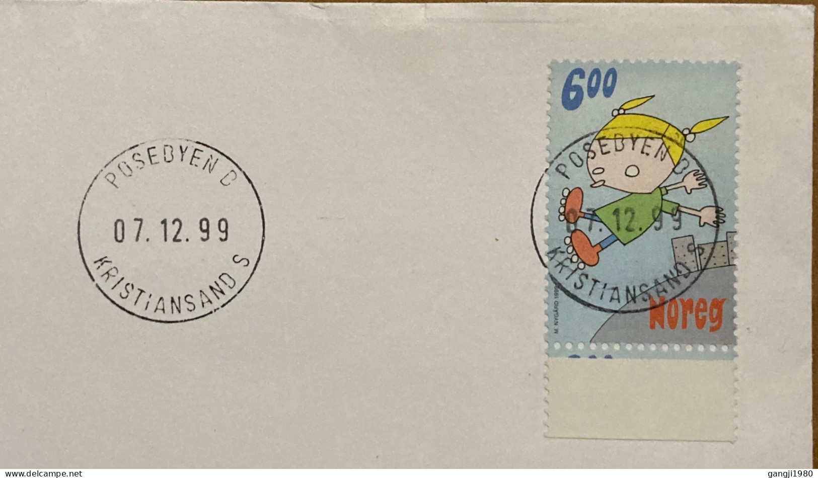 NORWAY 1999, COVER USED TO GERMANY, COMIC, CHILDREN GAME, STAMP, KRISTIANSAND CITY CANCEL. - Briefe U. Dokumente