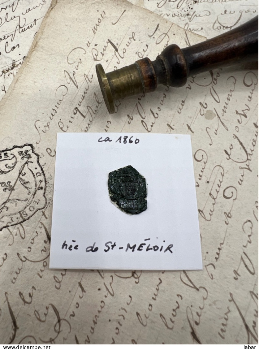 CACHET CIRE ANCIEN - Sigillographie - SCEAUX - WAX SEAL - Ca 1860 Née De SAINT MÉLOIR - Stempels