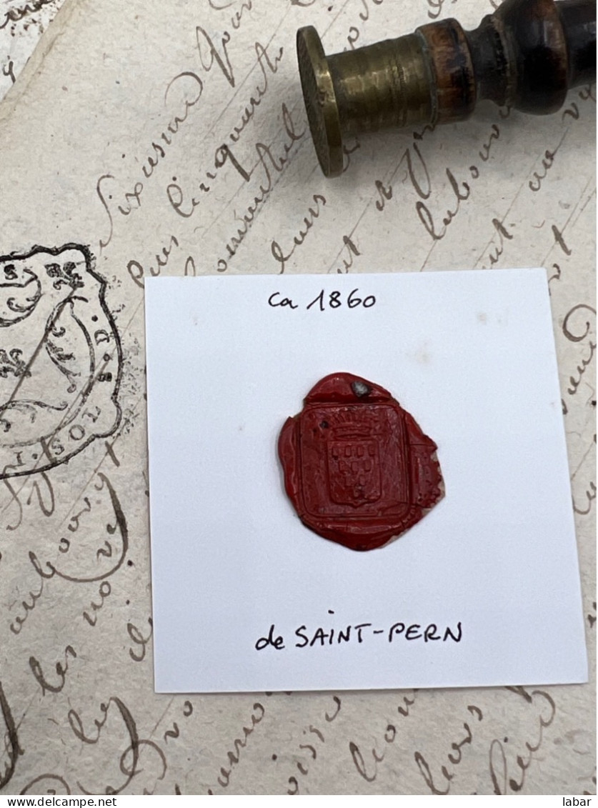 CACHET CIRE ANCIEN - Sigillographie - SCEAUX - WAX SEAL - Ca 1860 De SAINT PERN - Stempels