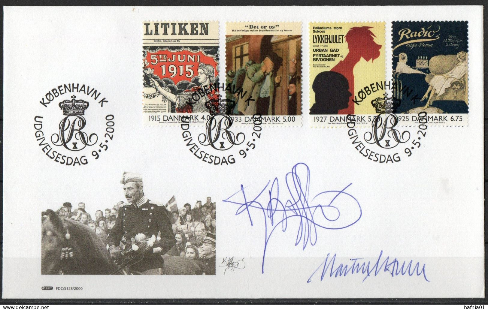 Martin Mörck. Denmark 2000. Events Of The 20th Century. Michel 1248 - 1251 FDC.  Signed. - FDC