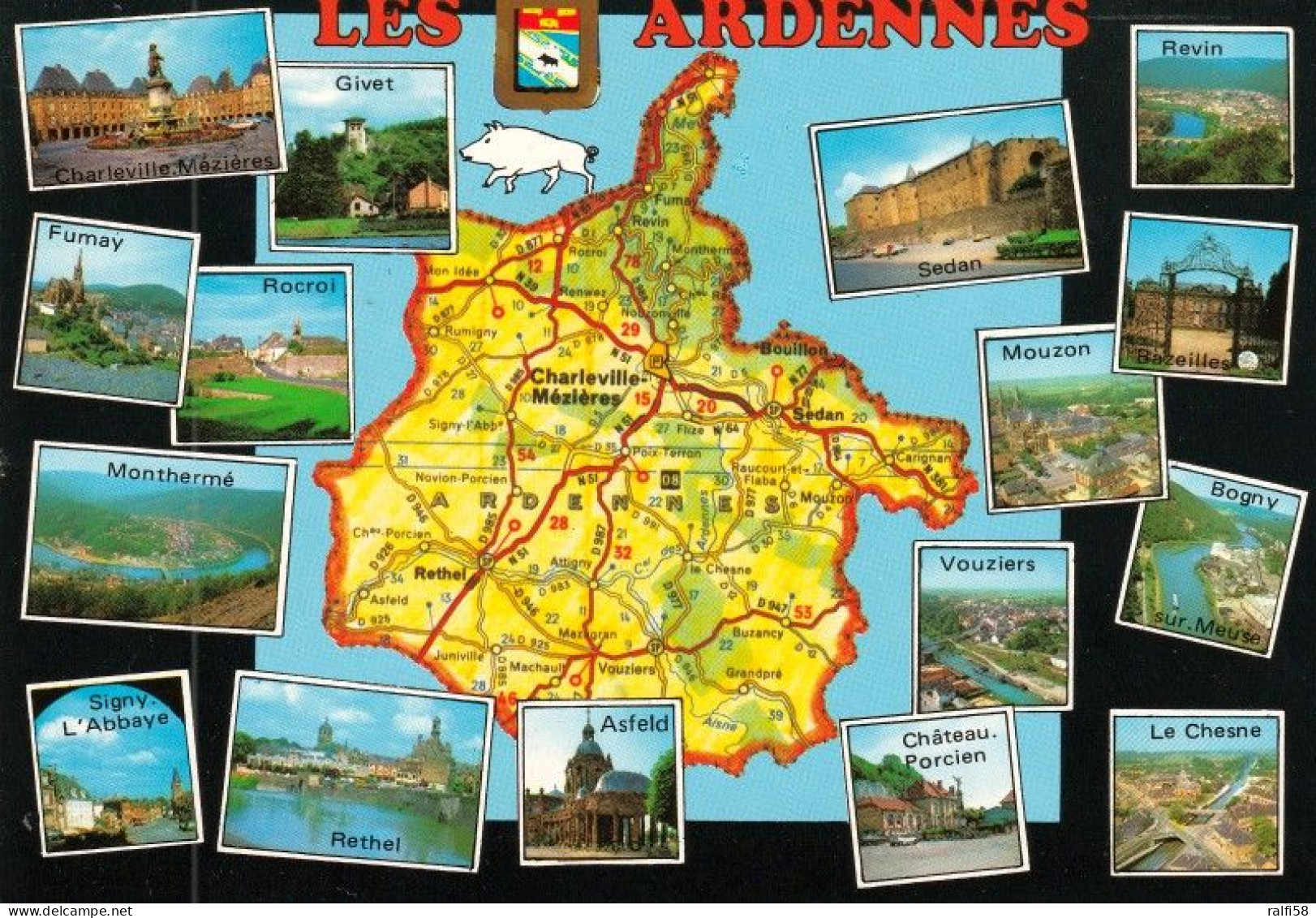 1 Map Of France * 1 Ansichtskarte Mit Der Landkarte - Département Ardennes - Ordnungsnummer 08 * - Landkarten