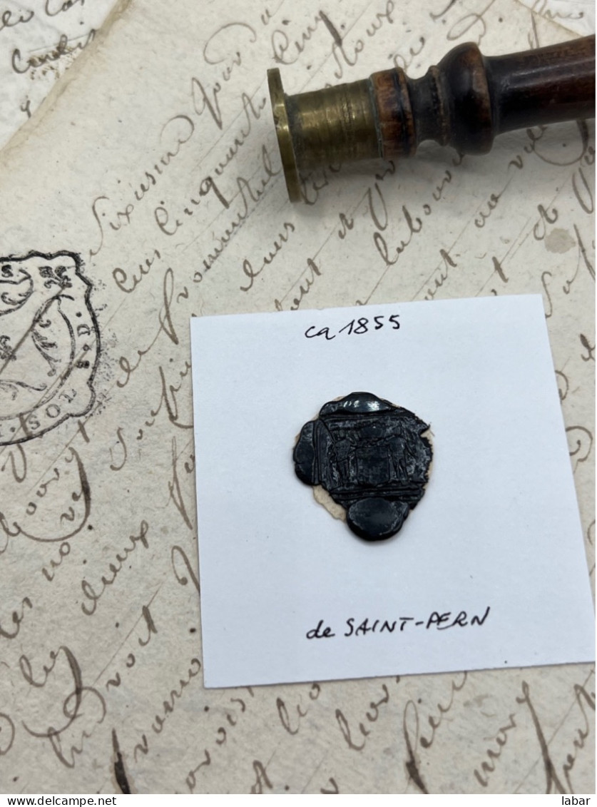 CACHET CIRE ANCIEN - Sigillographie - SCEAUX - WAX SEAL - Ca 1855 De SAINT PERN - Stempels