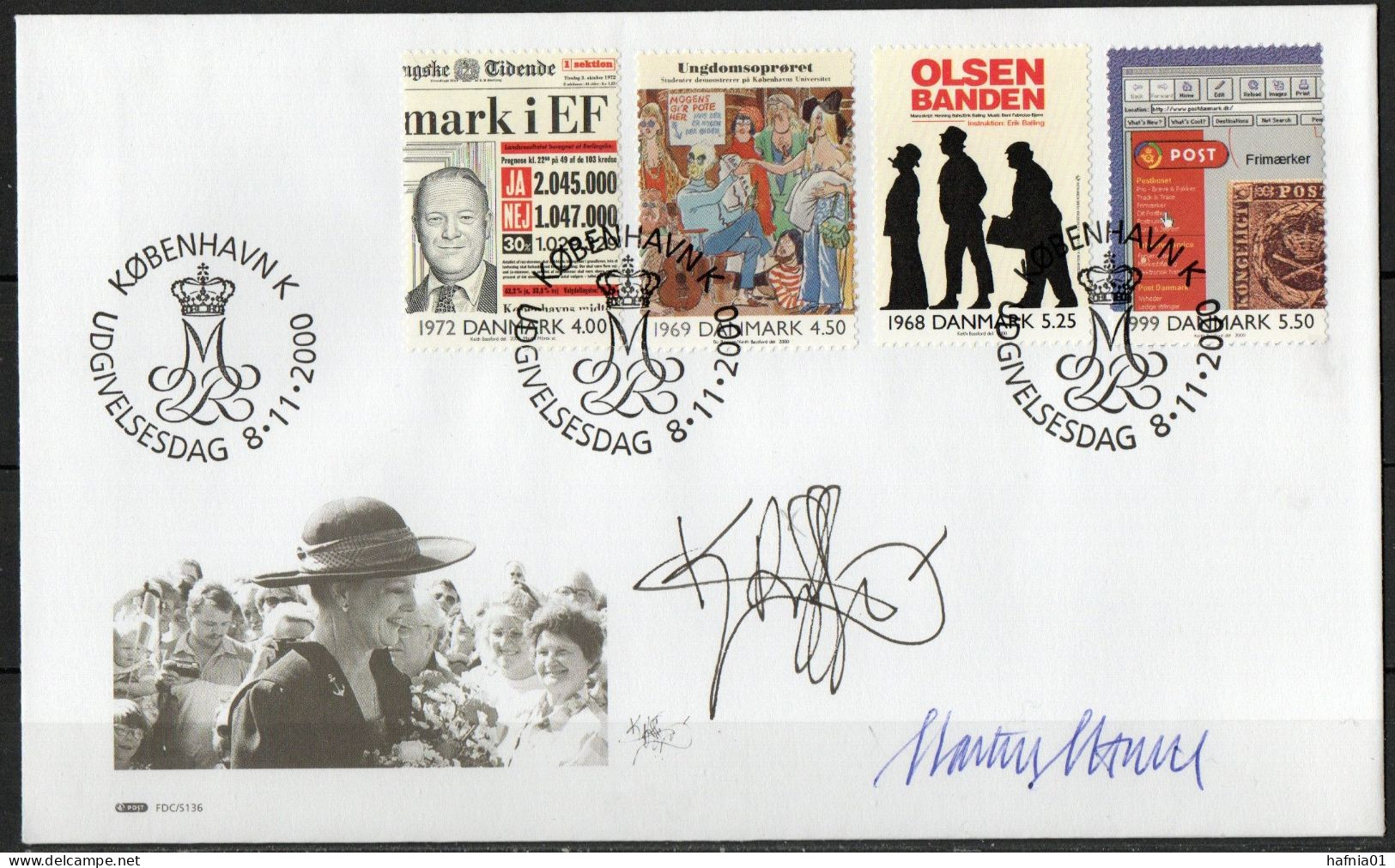 Martin Mörck. Denmark 2000. Events Of The 20th Century. Michel 1263 - 1266 FDC.  Signed. - FDC