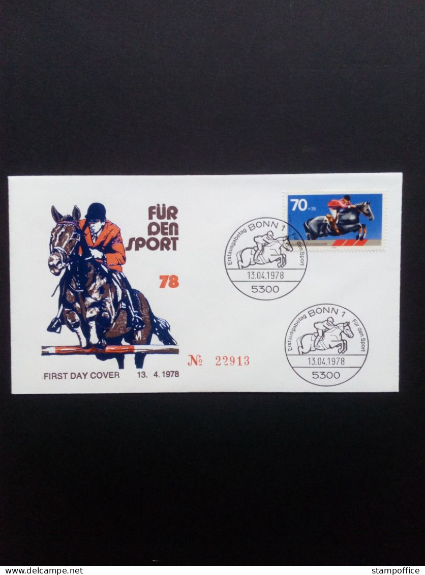 DEUTSCHLAND MI-NR. 968 FDC FÜR DEN SPORT 1978 SPRINGREITEN PFERD - Paarden