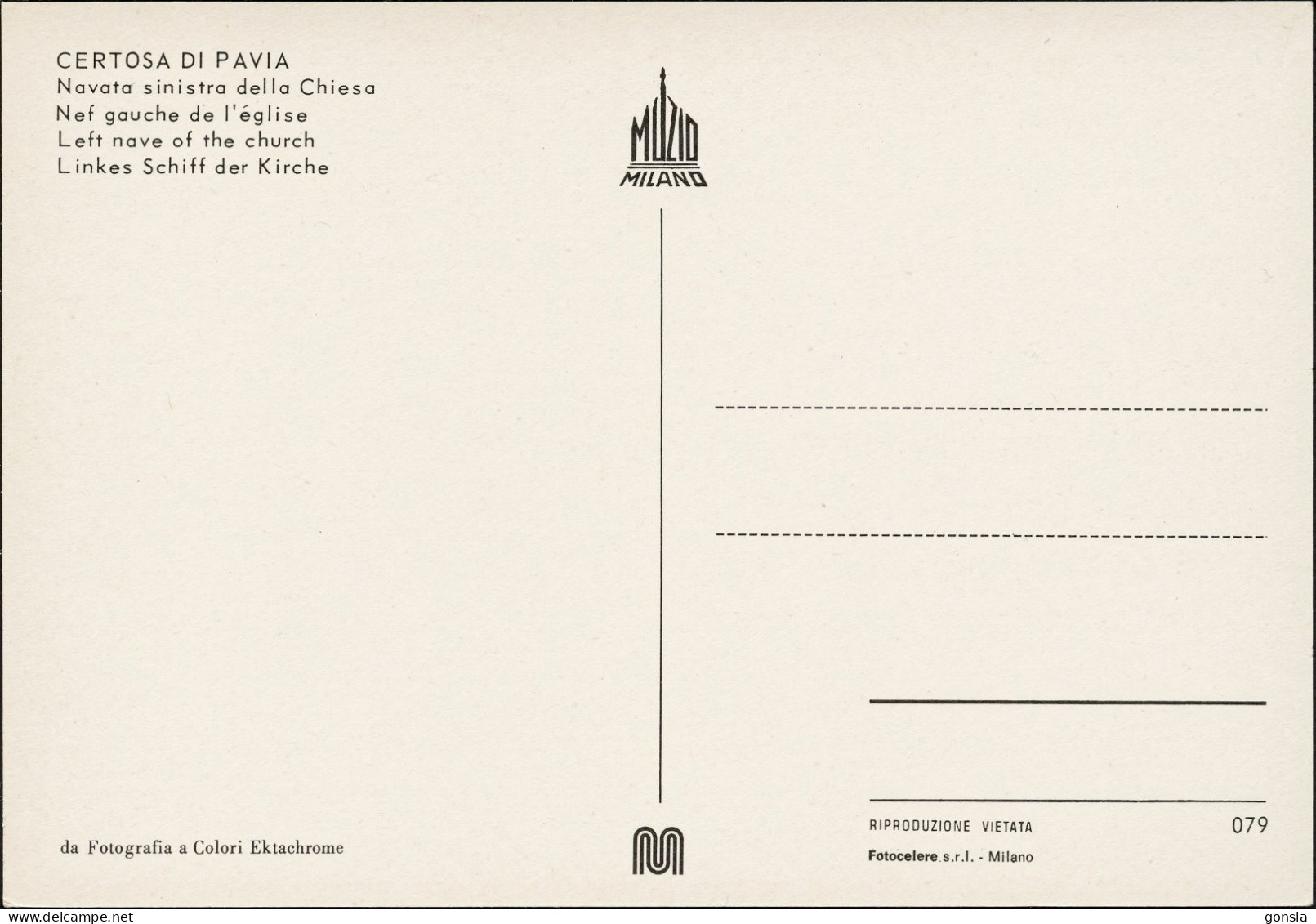 CERTOSA DI PAVIA "Monastère" Lot de 4 cartes postales