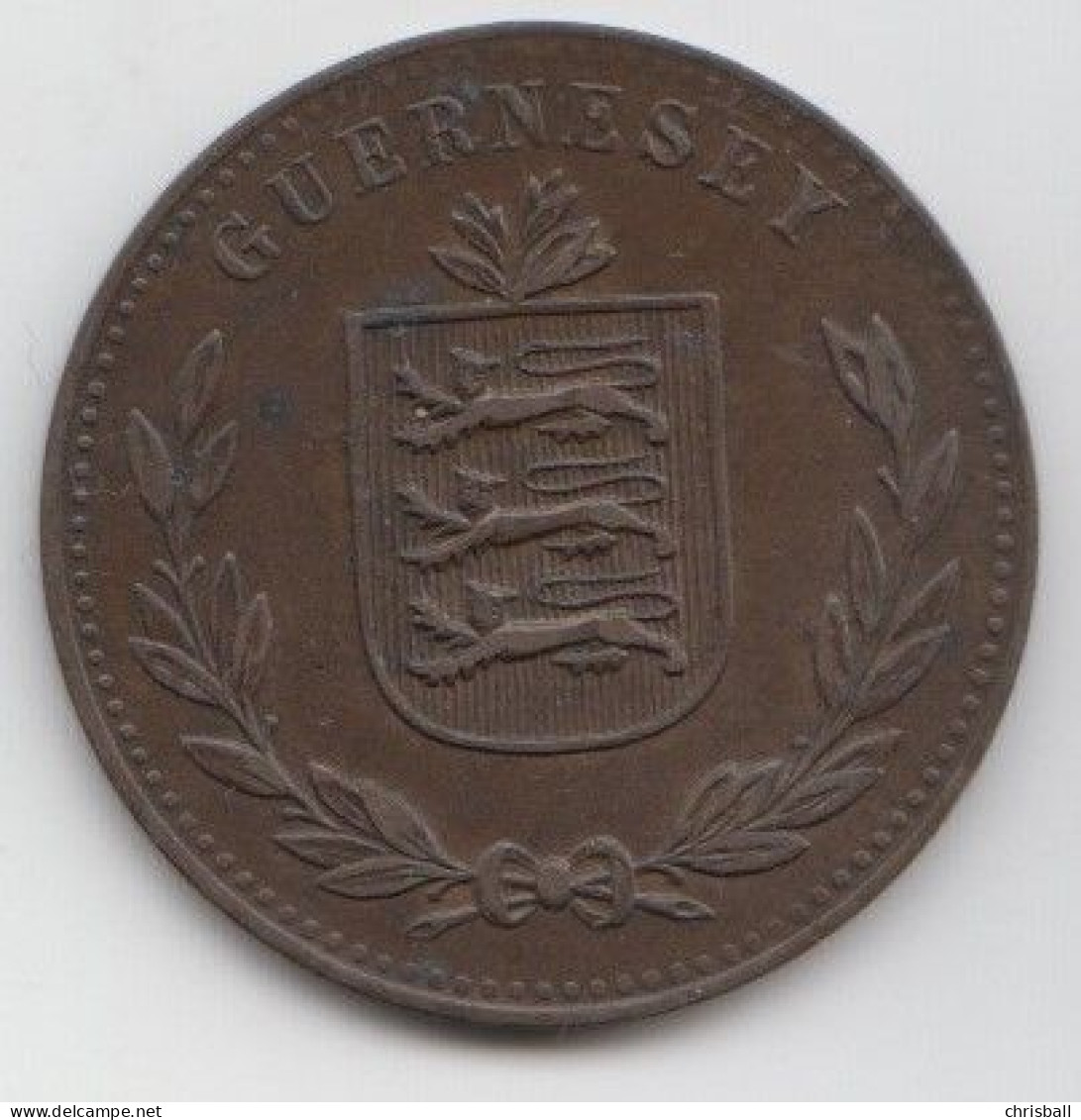 Guernsey Coin 8 Double 1918 -  Condition Extra Fine - Guernsey