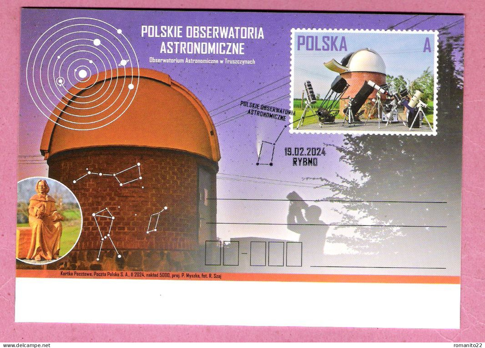 Poland 2024, Postcard FDC, RYBNO, Kopernik Copernicus, Astronomy, Copernic, Cosmos, Science, - Astronomùia