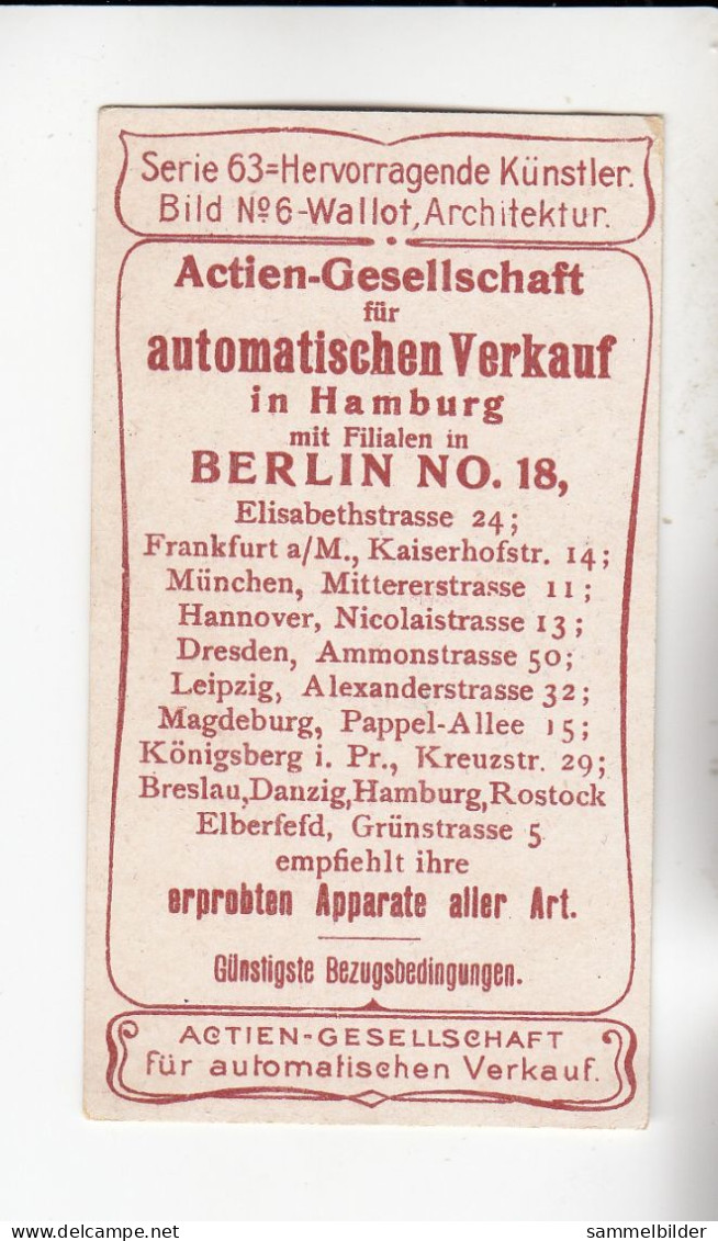 Actien Gesellschaft  Hervorragende Künstler Wallot Architektur     Serie  63 #6 Von 1900 - Stollwerck