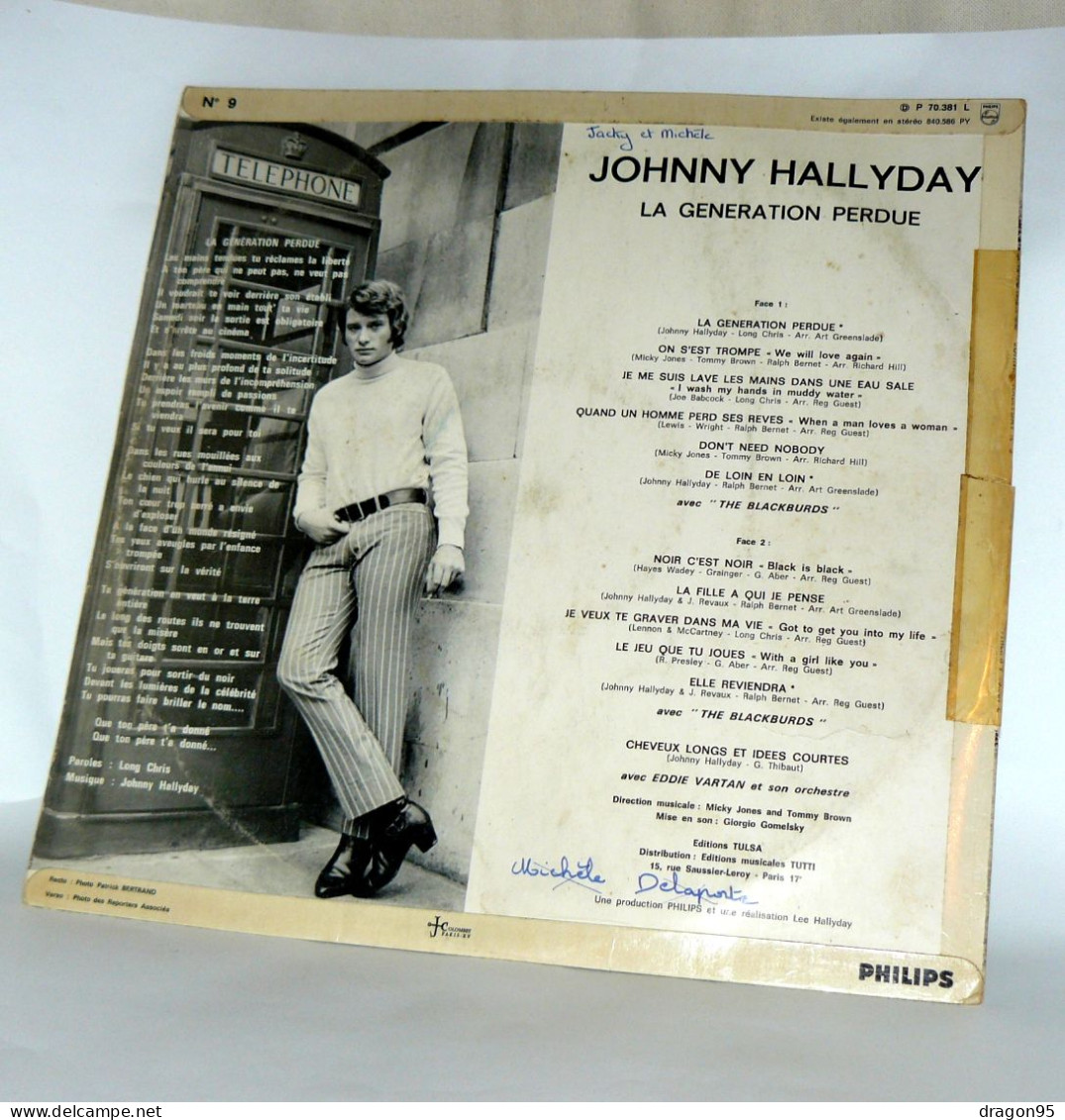 LP Johnny HALLYDAY : Génération Perdue  - Philips P 70 381 L - France - 1966 - Rock