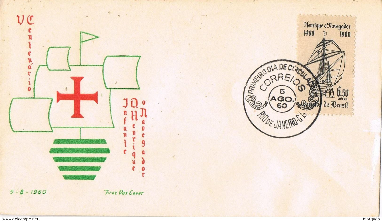 54679. Carta F.D.C. RIO De JANEIRO (Brasil) 1960. Navegante. HENRIQUE O Navegador - FDC