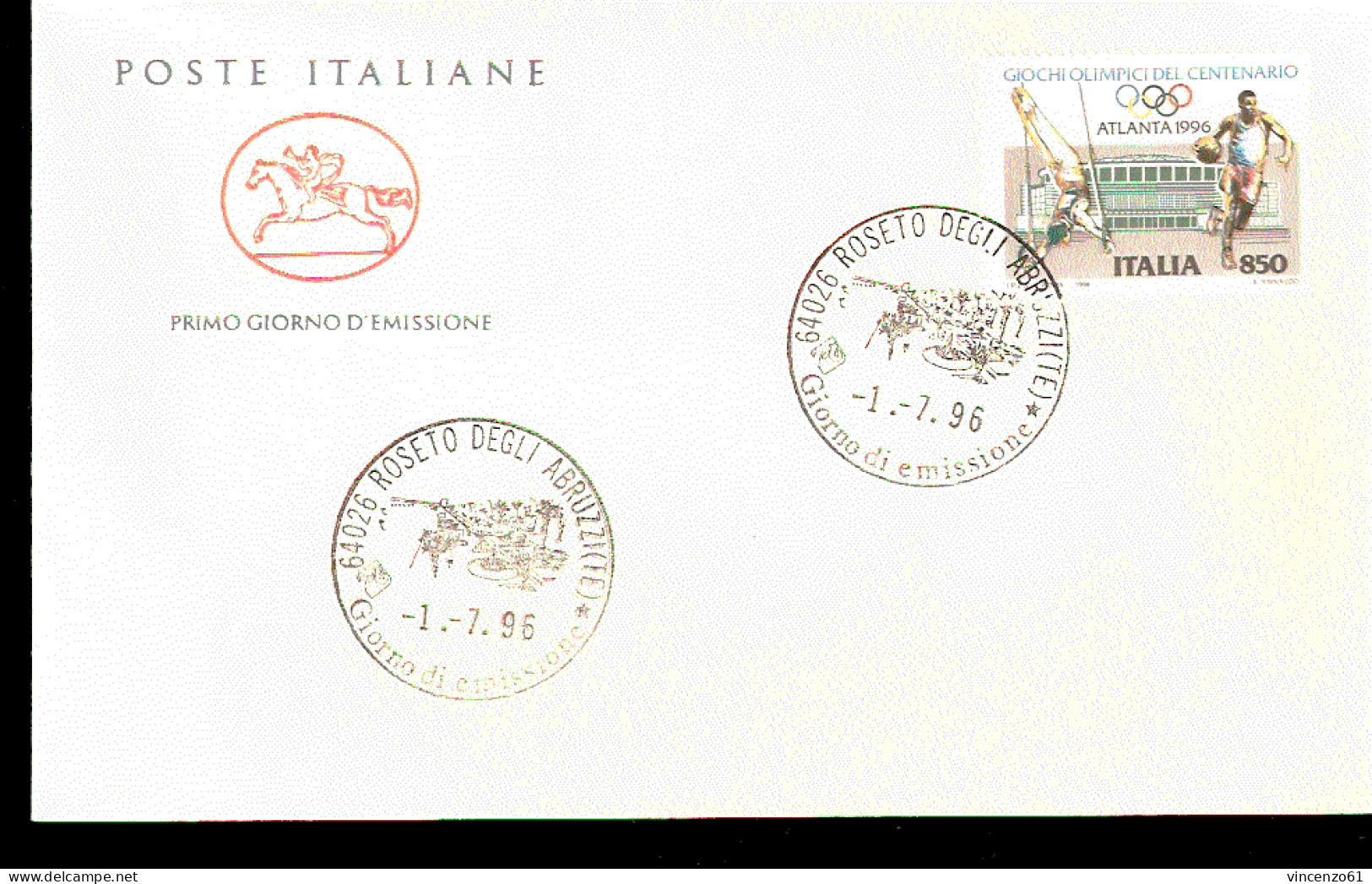 1996 BUSTA CON ANNULLO FDC Lo Sport Italiano. Centenario Dei Giochi Olimpici. BASKET GINNASTICA ANELLI - Sommer 1996: Atlanta