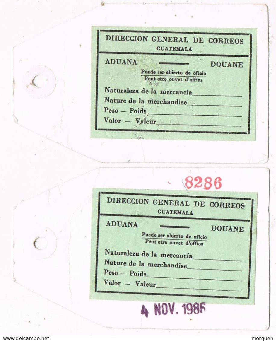 54681. Dos Tarjetas De Saca DOUANE, Aduana De Guatemala 1986 - Guatemala