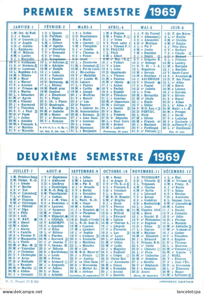 CALENDRIER 1969 / PUBLICITE - EAU DES RR.PP. JACOBINS DES FRERES GASCARD DE ROUEN - Kleinformat : 1961-70