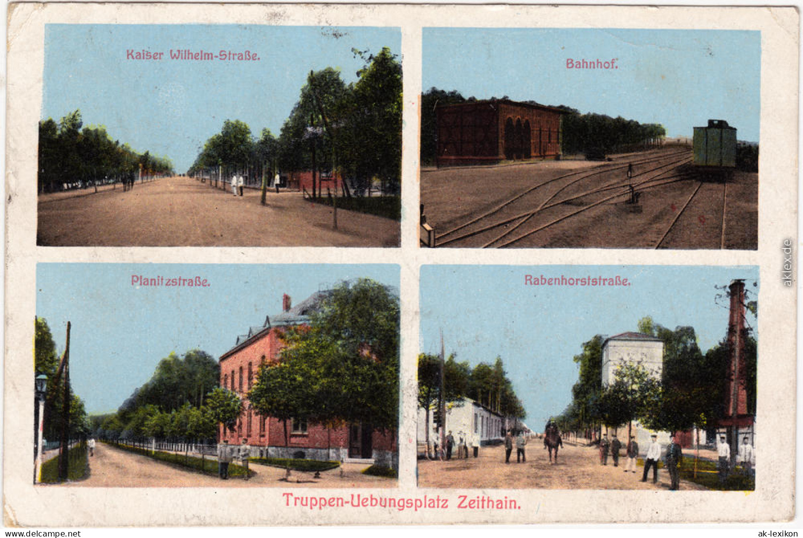Zeithain Truppenübungsplatz, Bahnhof, Planitzstraße, Rabenhorststraße 1916 - Zeithain