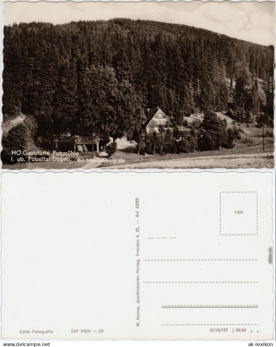 Foto Ansichtskarte Oberpöbel Dippoldiswalde HO-Gaststätte Putzmühle 1964 - Dippoldiswalde