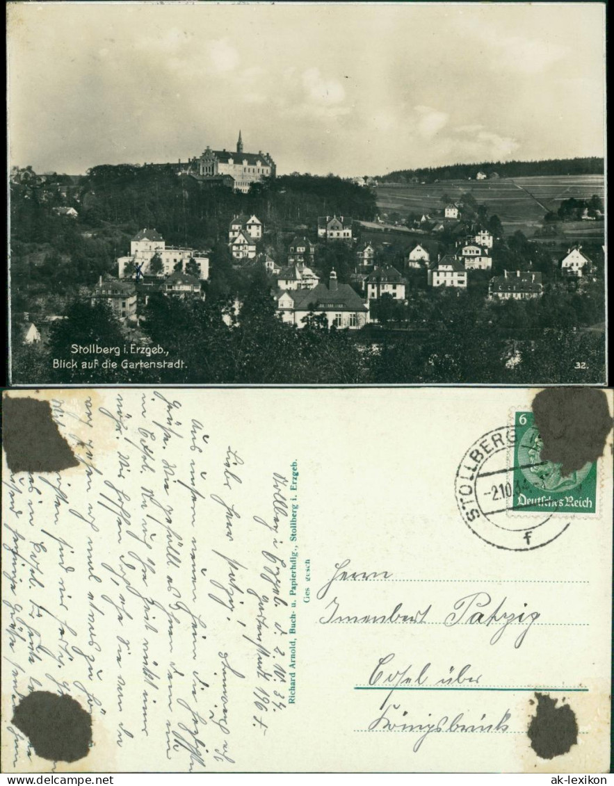 Ansichtskarte Stollberg (Erzgebirge) Blick Auf Die Gartenstadt 1934  - Stollberg (Erzgeb.)