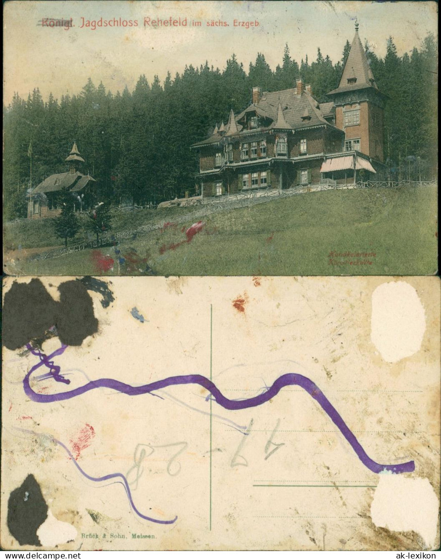 Rehefeld-Altenberg (Erzgebirge) Jagdschloss (handcoloriert) 1908  - Rehefeld