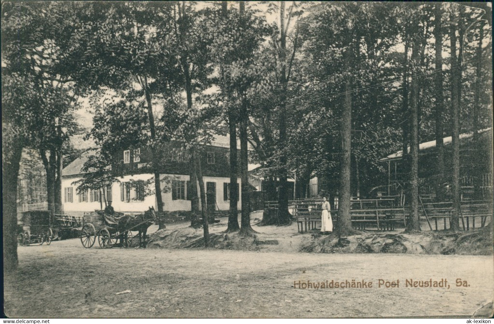 Ansichtskarte Hohwald (Sachsen) Kutsche Vor Der Hohwaldschänke B Neustadt 1918 - Hohwald (Sachsen)