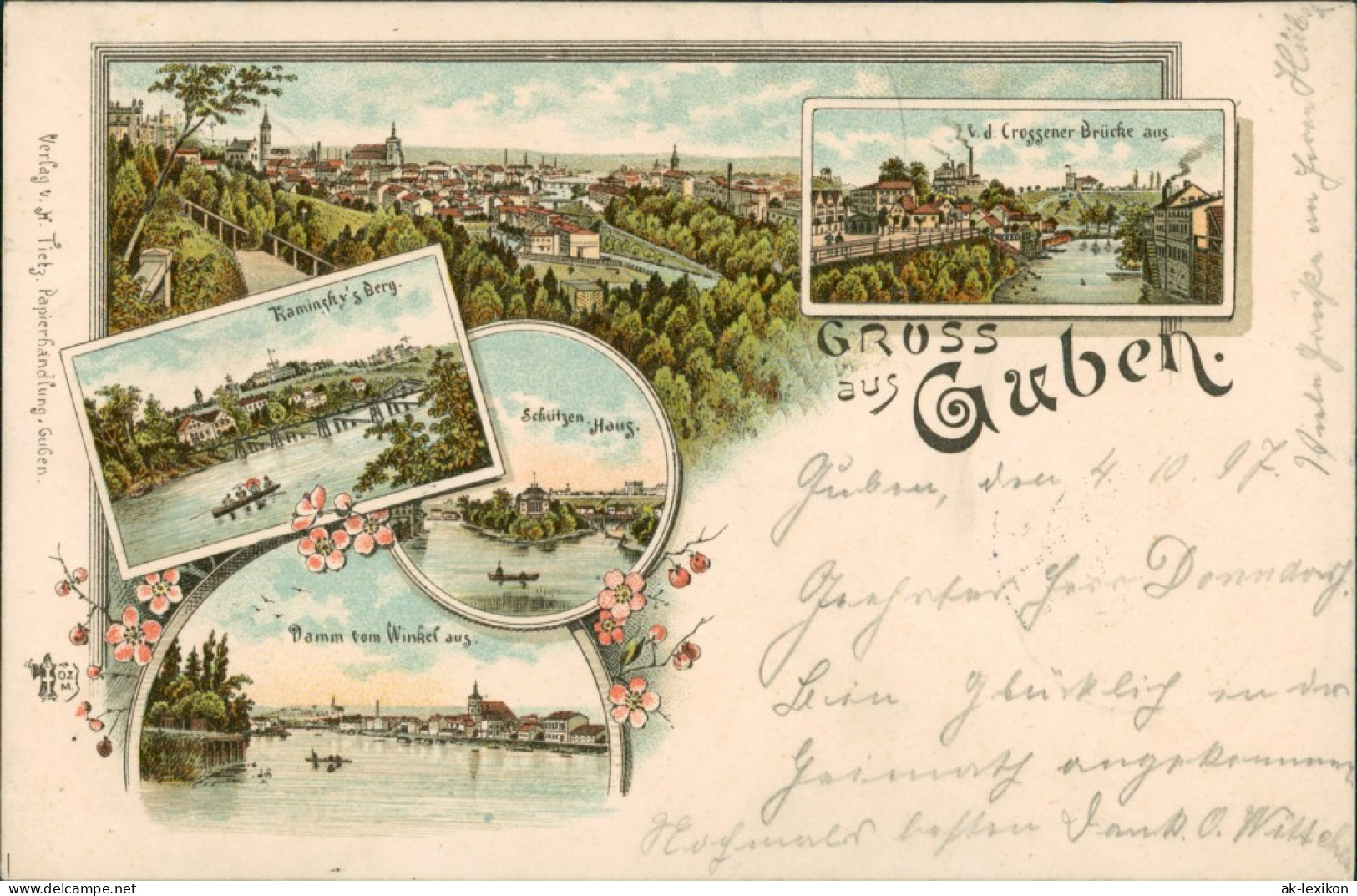Guben Litho AK: Damm, Panorama, Brücke, Schützenhaus 1897 Litho - Guben
