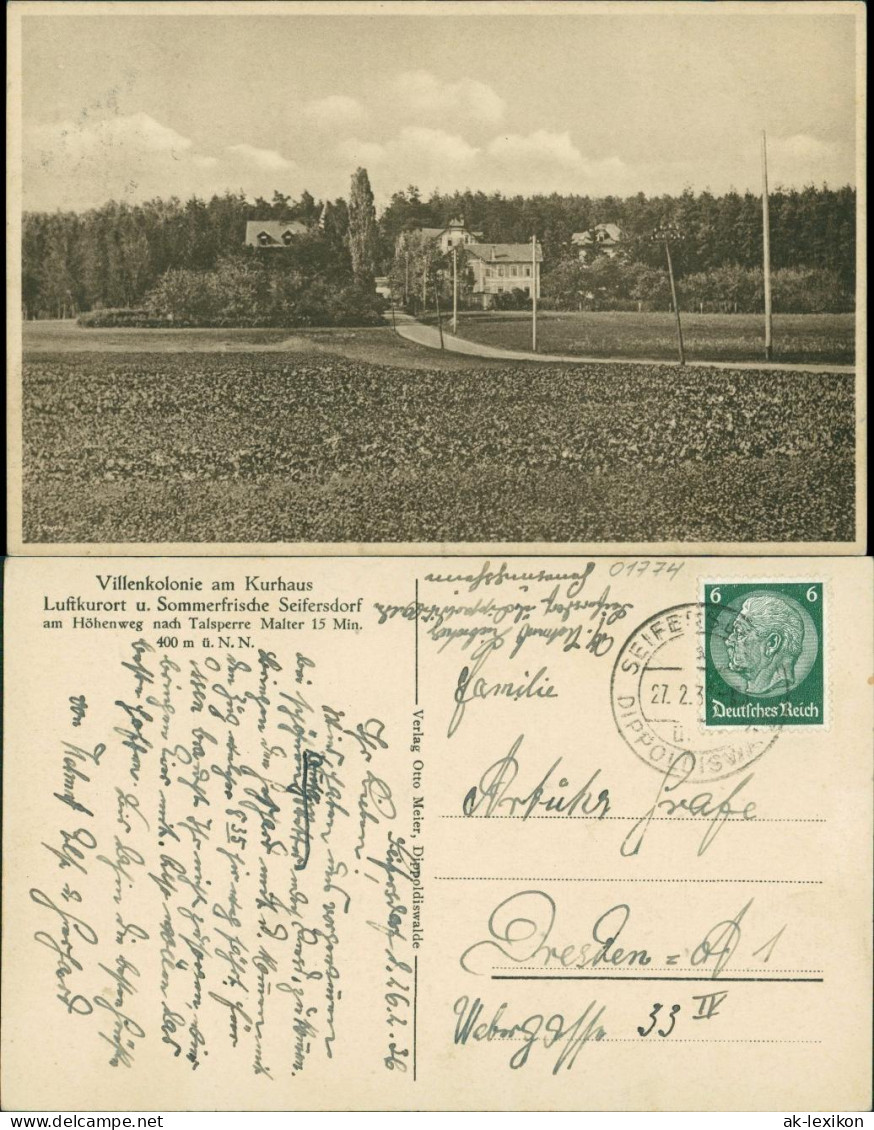 Ansichtskarte Seifersdorf-Dippoldiswalde Villenkolonie Am Kurhaus 1936  - Dippoldiswalde