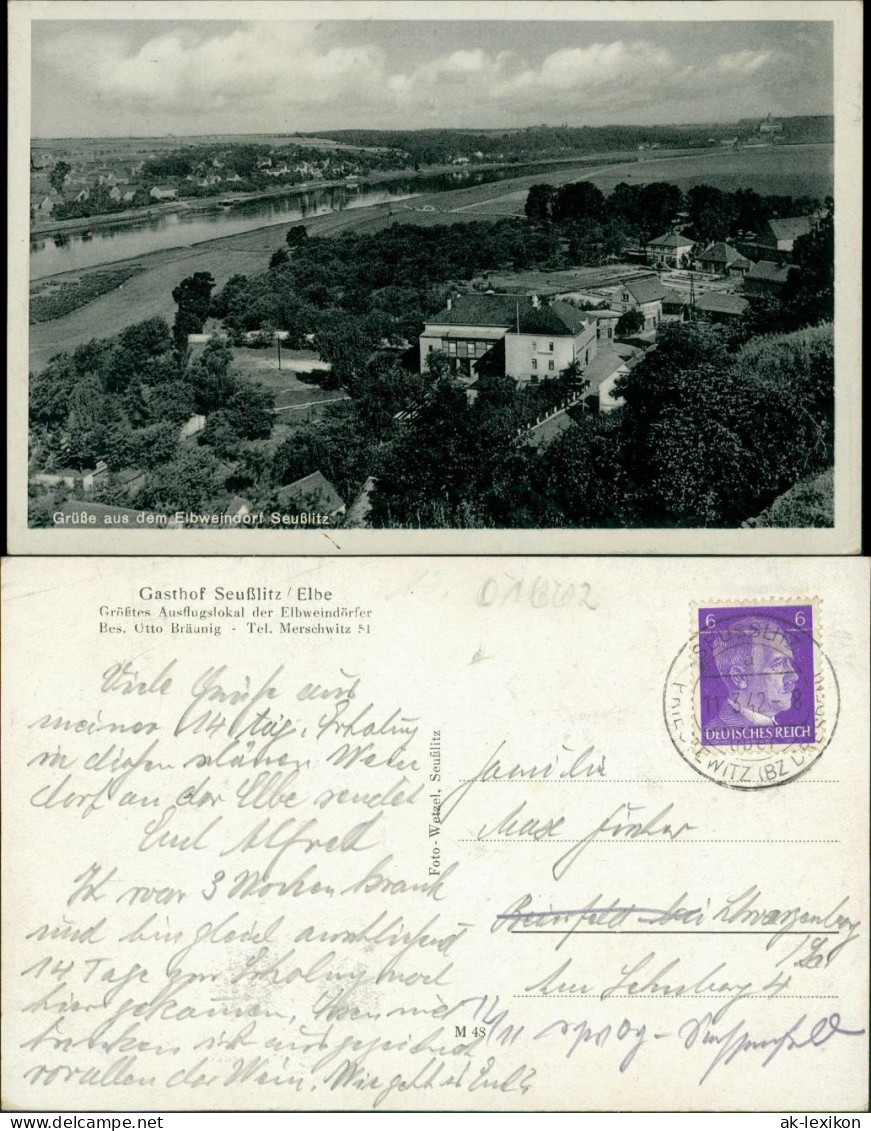 Ansichtskarte Seußlitz-Nünchritz (Elbe) Blick Auf Stadt Und Gasthaus 1941  - Diesbar-Seusslitz