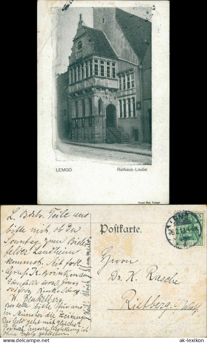 Ansichtskarte Lemgo Partie An Der Rathaus Laube 1913  - Lemgo