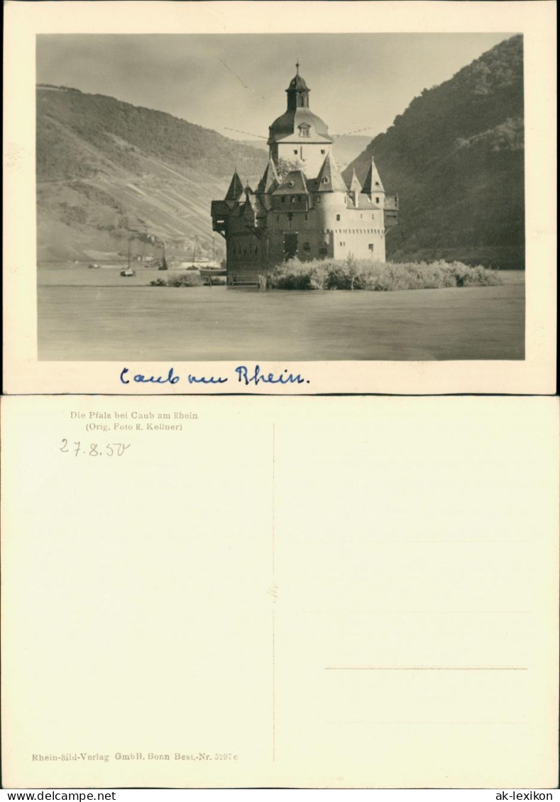 Ansichtskarte Kaub Burg Pfalzgrafenstein Mit Schiffen Im Hintergrund 1950 - Kaub