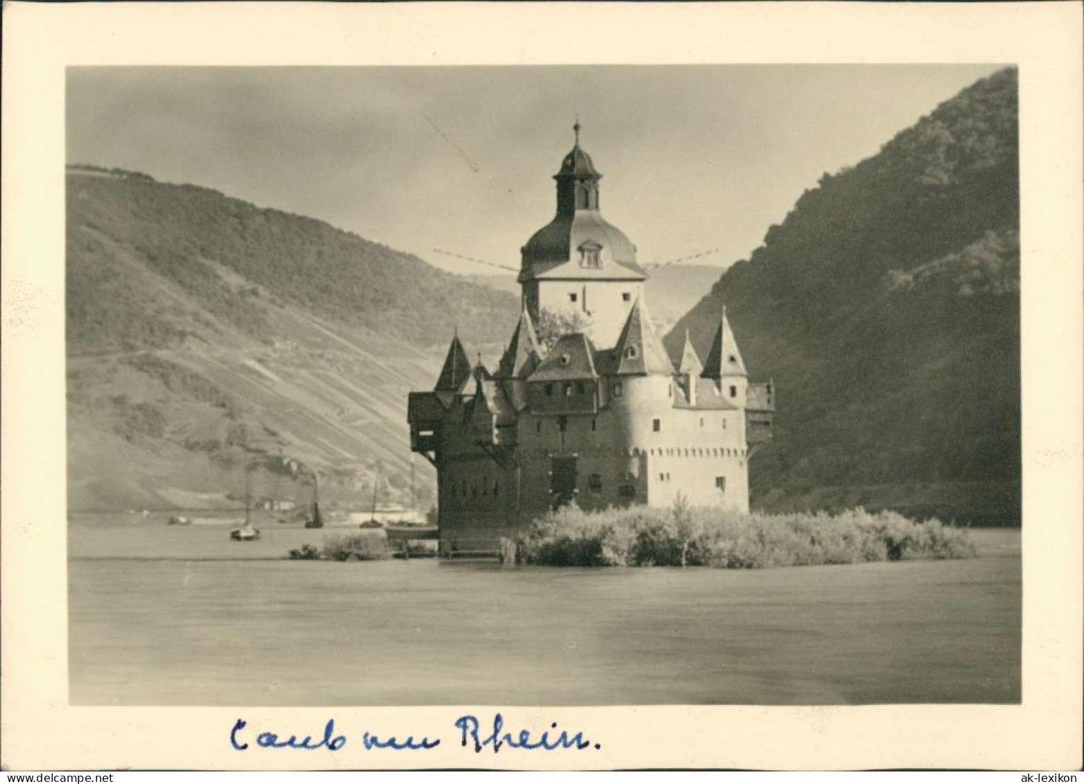 Ansichtskarte Kaub Burg Pfalzgrafenstein Mit Schiffen Im Hintergrund 1950 - Kaub