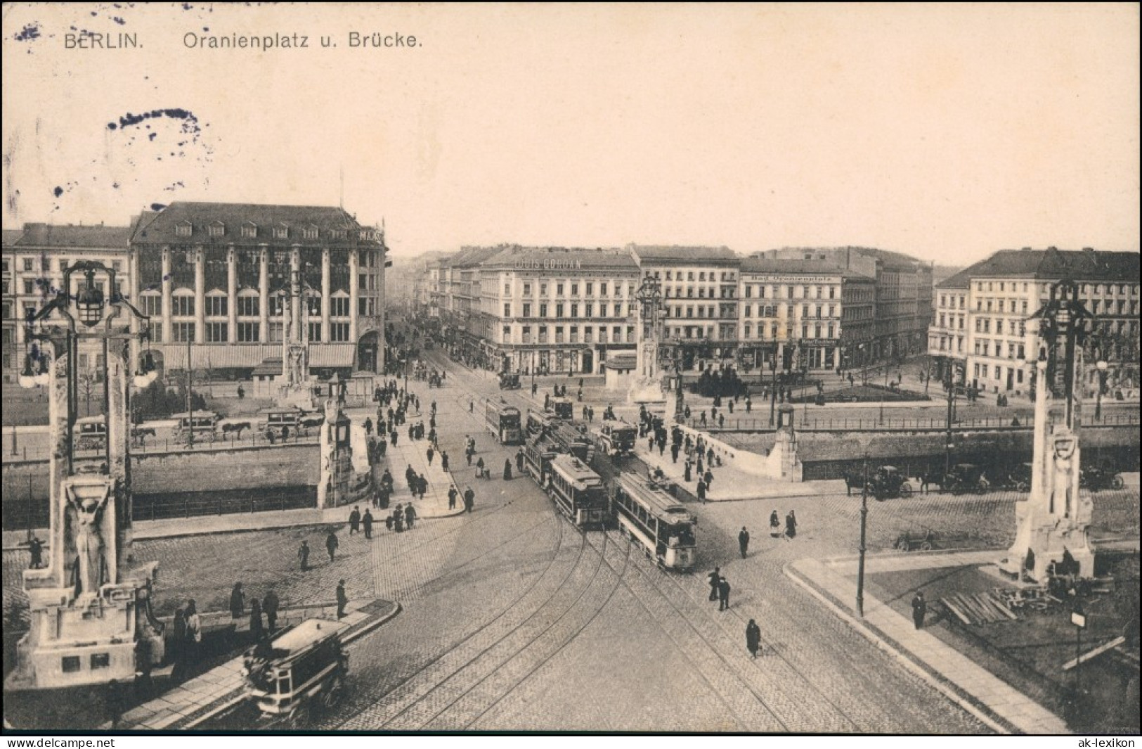 Ansichtskarte Kreuzberg-Berlin Oranienplatz - Straßenbahn 1914 - Kreuzberg