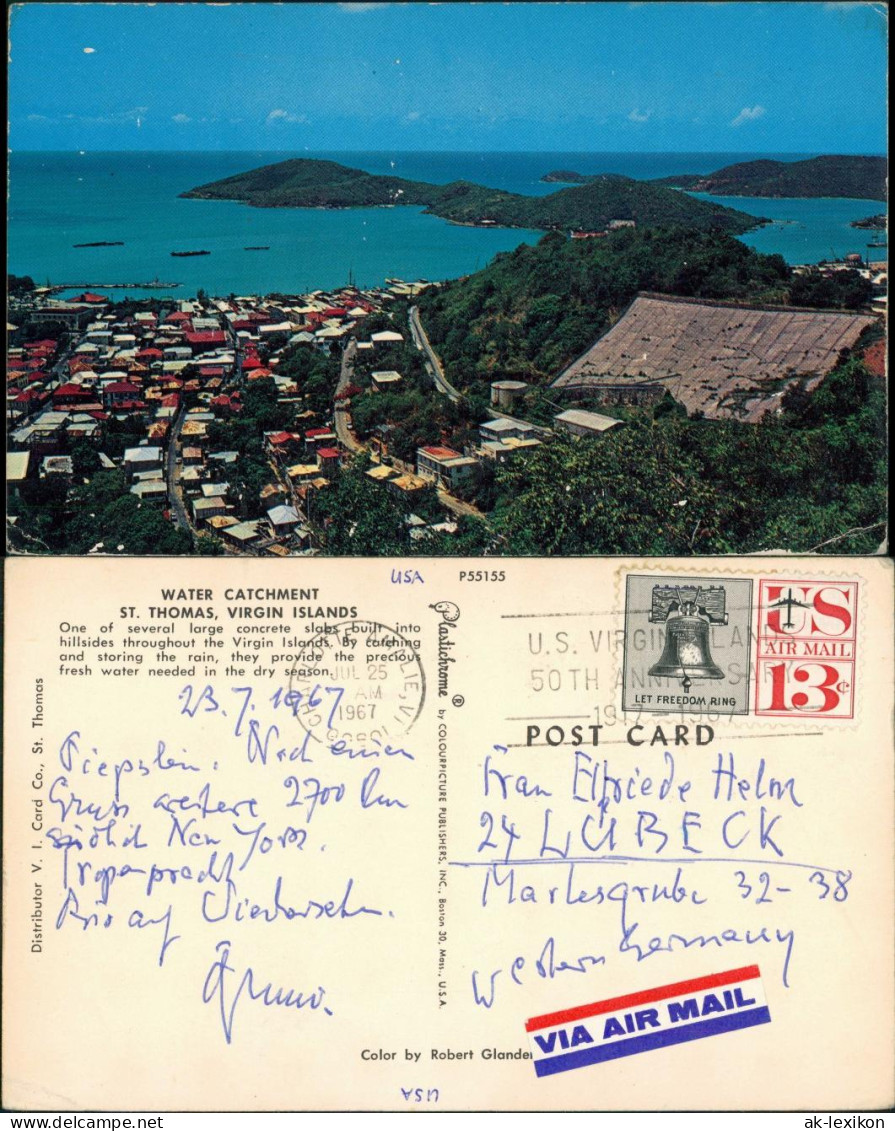 Postcard St. Thomas Sankt Thomas WATER CATCHMENT, VIRGIN ISLANDS 1967 - Virgin Islands, US