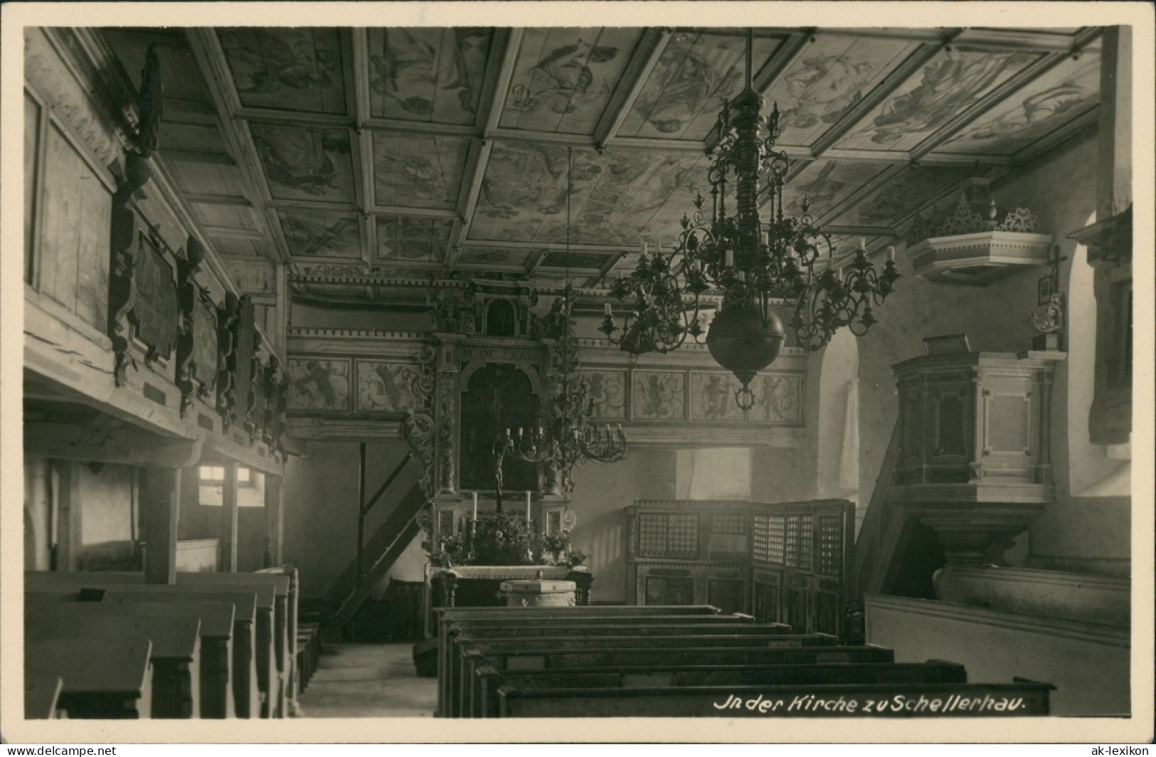 Ansichtskarte Schellerhau-Altenberg (Erzgebirge) In Der Kirche Mit Altar 1930 - Schellerhau