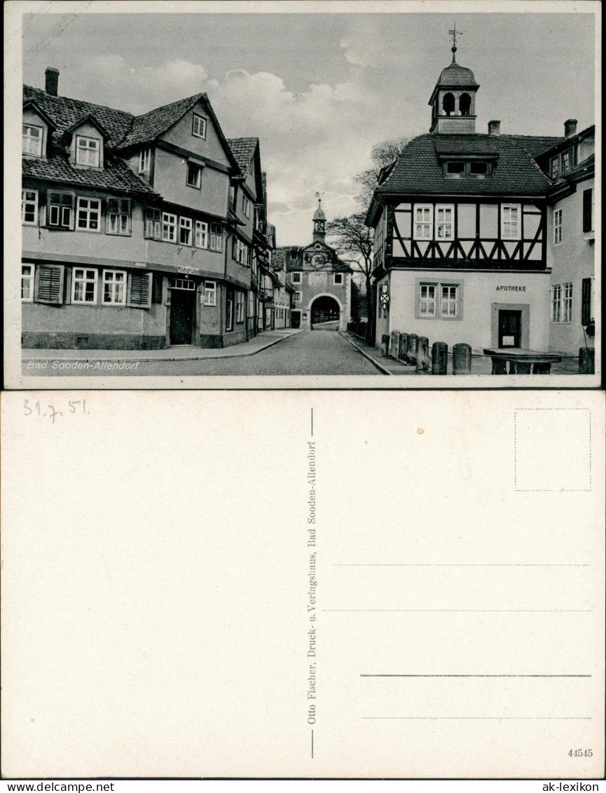 Ansichtskarte Bad Sooden-Allendorf Gasse, Apotheke 1951 - Bad Sooden-Allendorf