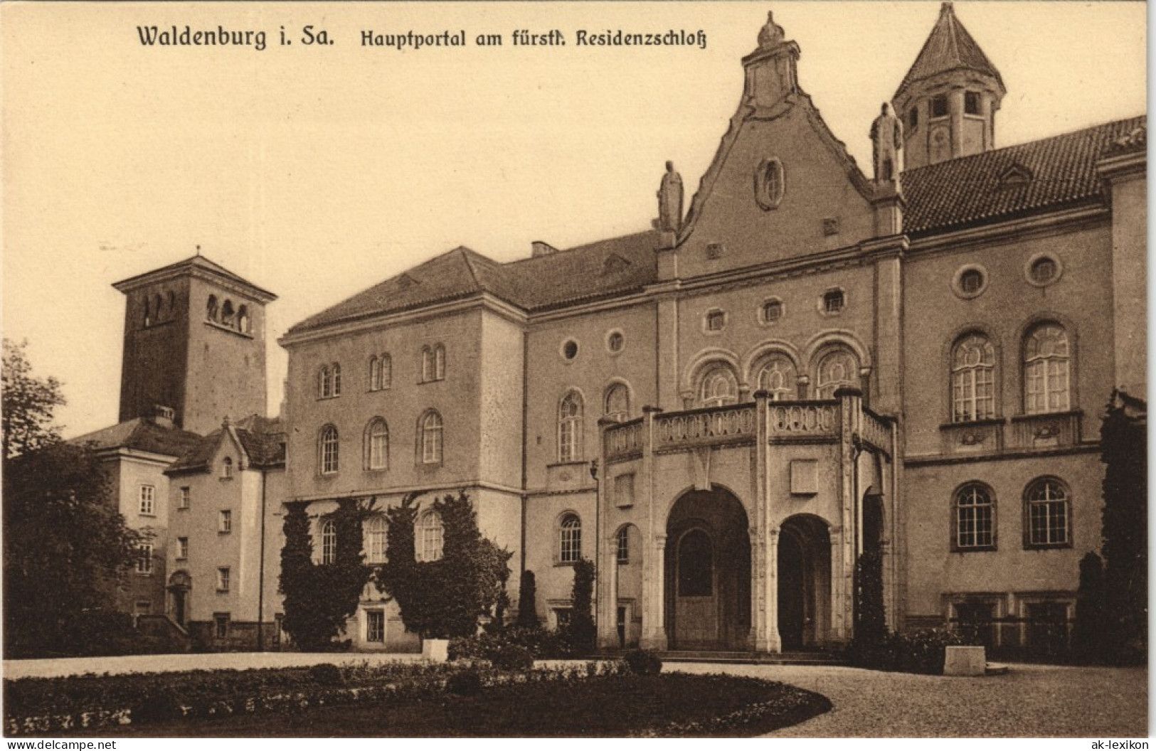Ansichtskarte Waldenburg (Sachsen) Hauptportal - Fürstl. Residenz 1926 - Waldenburg (Sachsen)