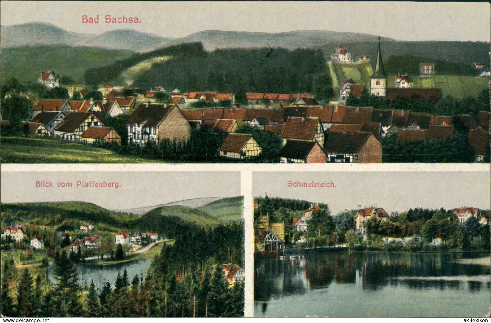 Ansichtskarte Bad Sachsa Blick Vom Pfaffenebergm Schmelzteich 1922 - Bad Sachsa