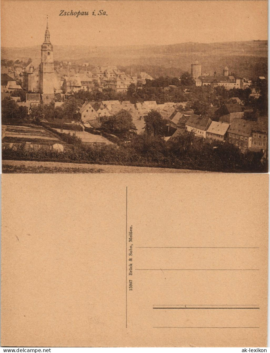 Ansichtskarte Zschopau Totalansicht 1913 # - Zschopau