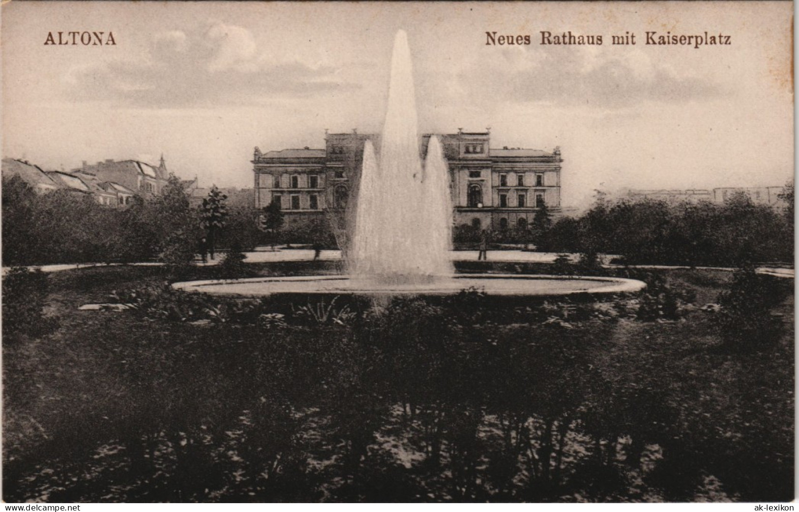 Altona-Hamburg Neues Rathaus Mit Kaiserplatz, Wasserkunst Wasserspiele 1910 - Altona