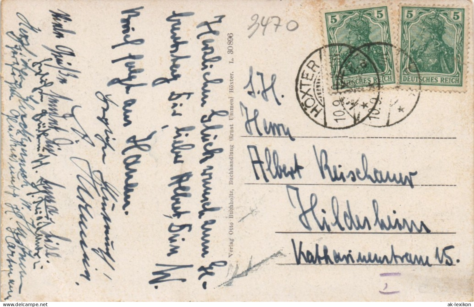 Ansichtskarte Höxter (Weser) Schloß Kloster Corvey 1919   Gel Stempel HÖXTER - Hoexter