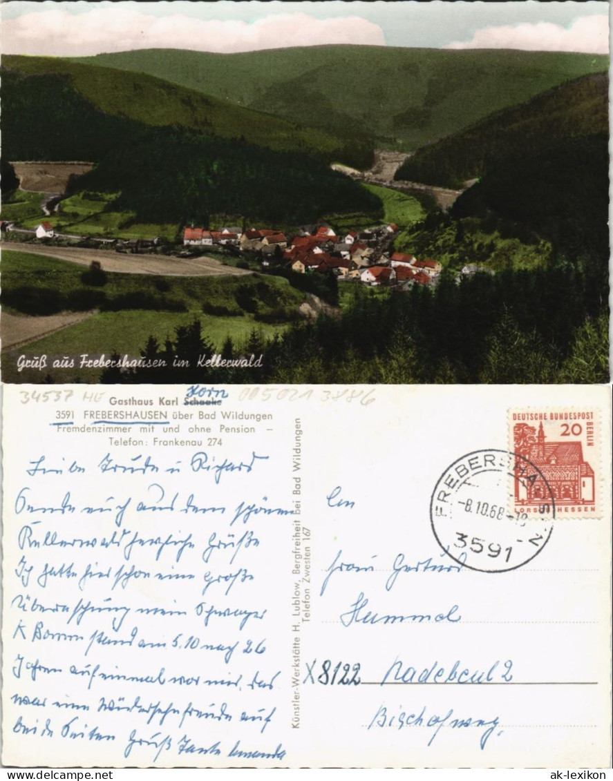 Ansichtskarte Frebershausen-Bad Wildungen Panorama Blick über Das Dorf 1968 - Bad Wildungen