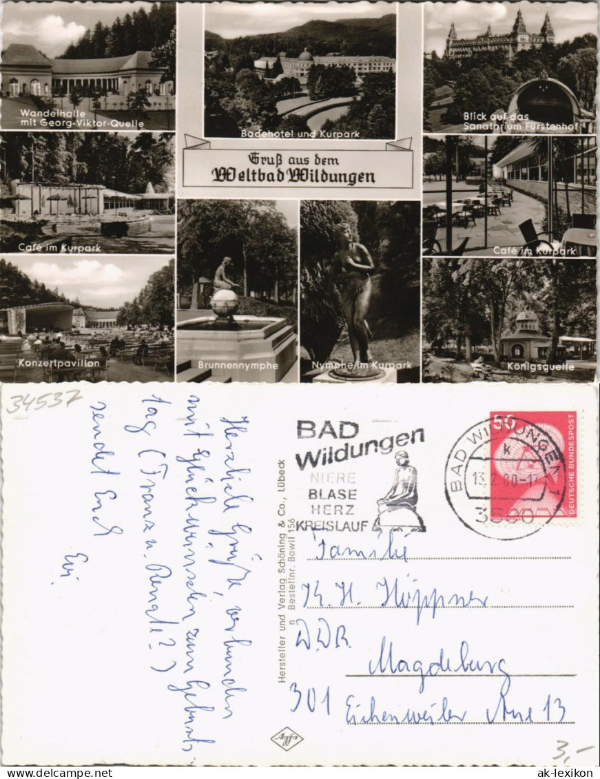 Bad Wildungen Mehrbild-AK Mit Fürstenhof, Wandelhalle, Café Park Uvm. 1980/1960 - Bad Wildungen