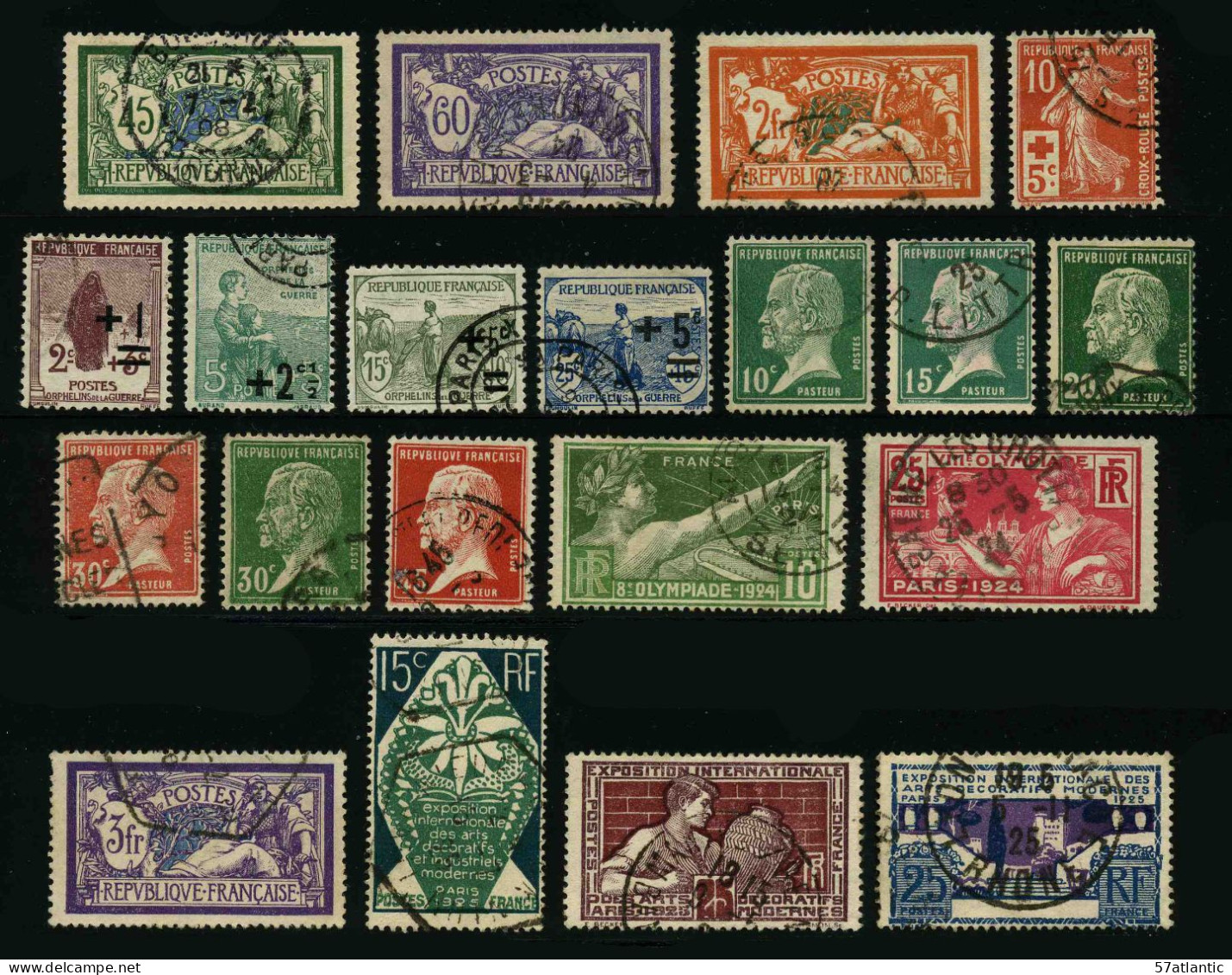 FRANCE - 1907-1925 - LOT DE 20 TIMBRES OBLITERES DIFFERENTS - Usati