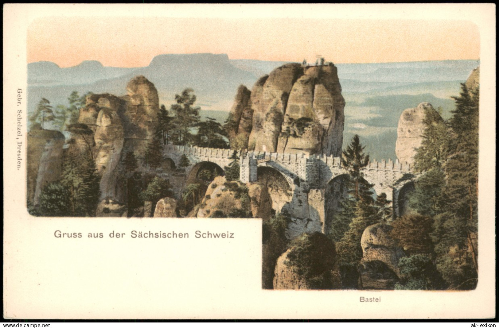 Ansichtskarte Rathen Basteifelsen (Sächsische Schweiz) Künstlerkarte 1906 - Rathen