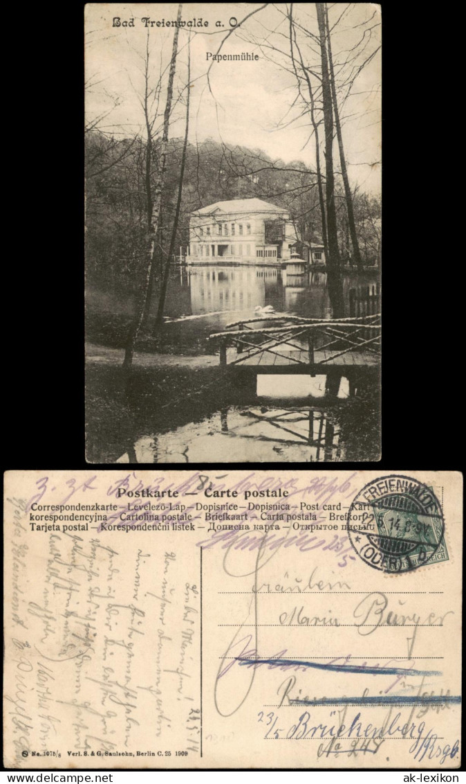 Ansichtskarte Bad Freienwalde Papenmühle 1909 - Bad Freienwalde