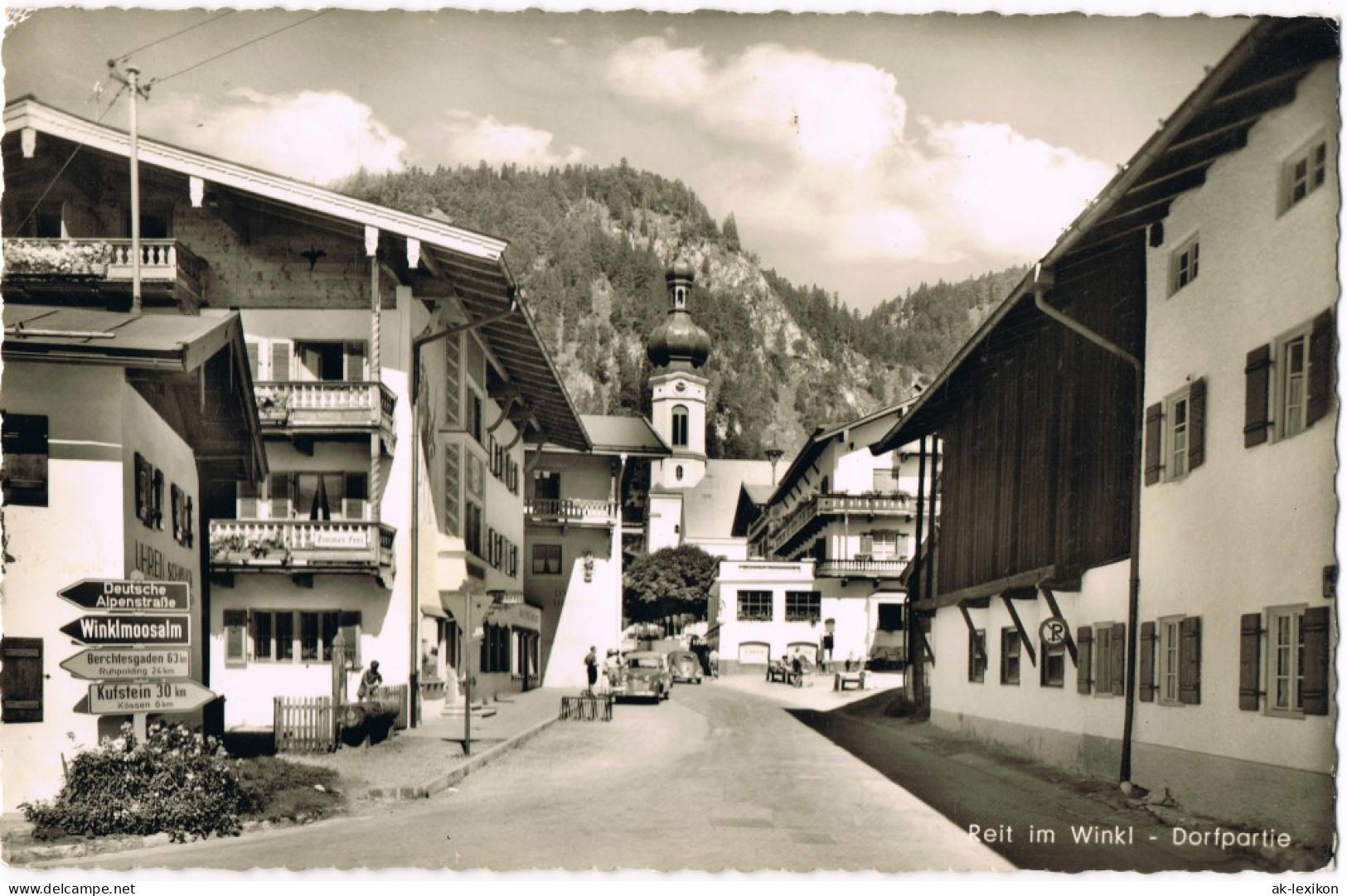 Ansichtskarte Reit Im Winkl Straßenpartie, Wegweiser 1959 - Reit Im Winkl